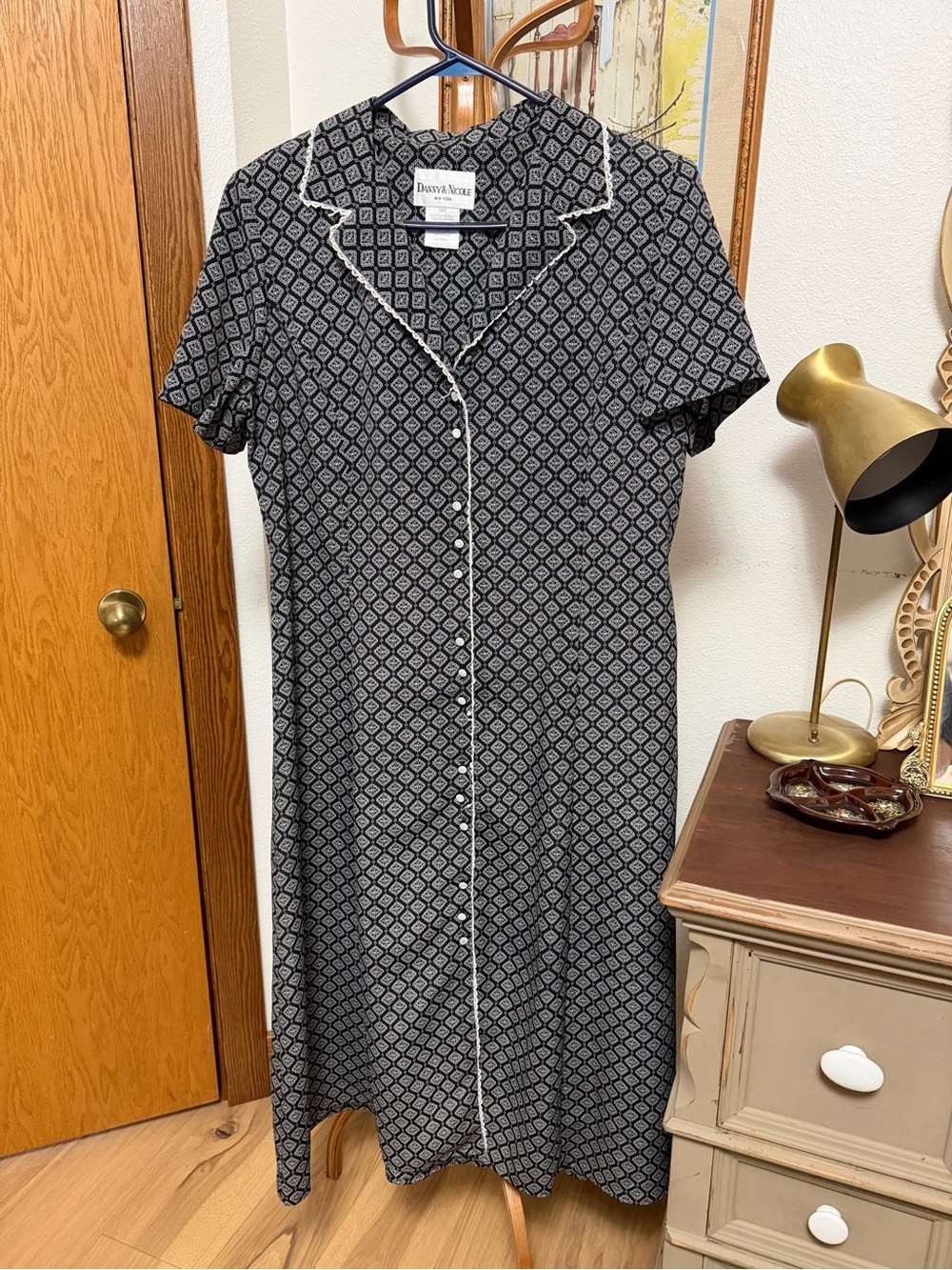 Vintage Danny & Nicole Black and White Geometric Midi Dress